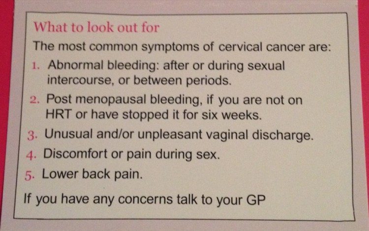 An image showing cervical cancer symptoms